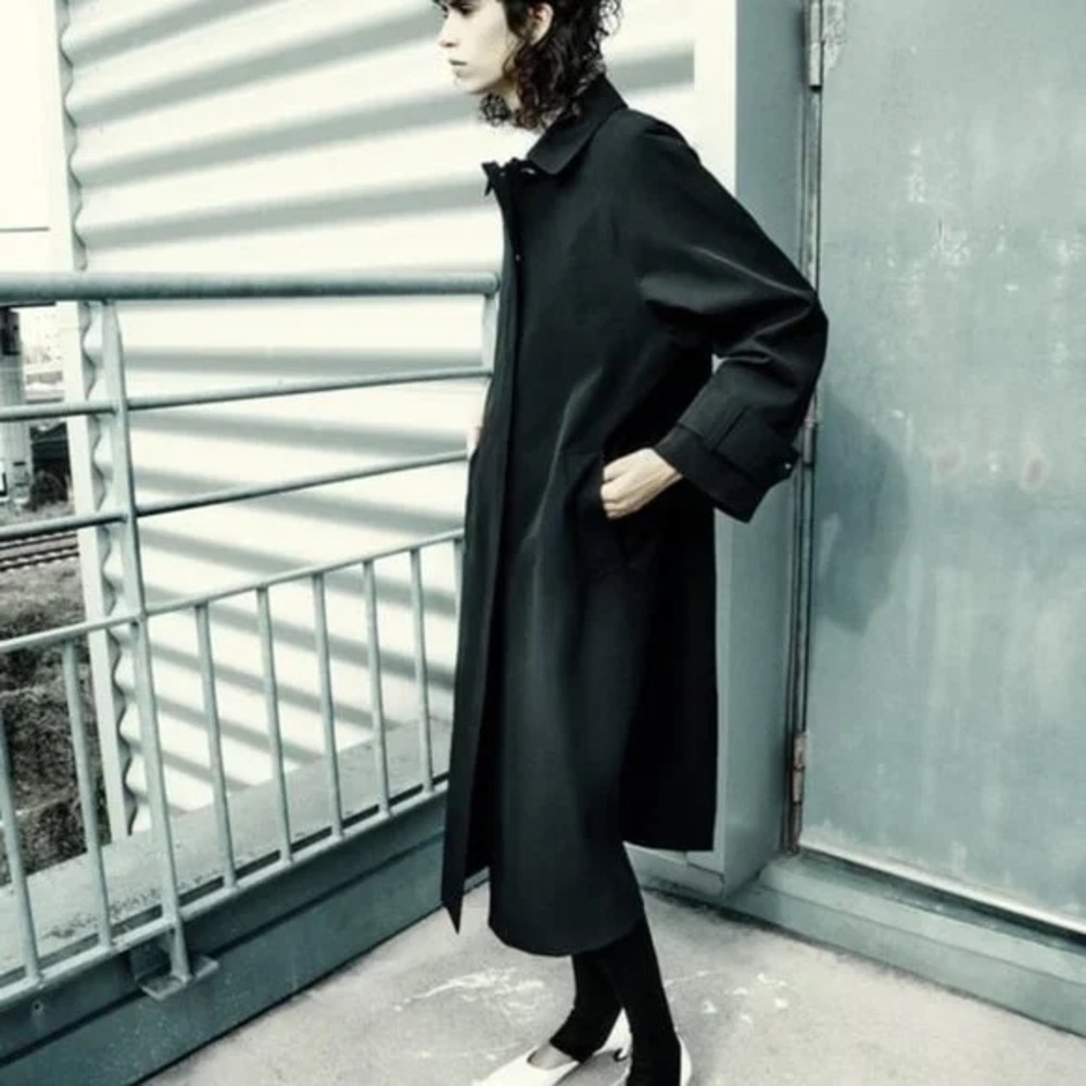 Zara ZW COLLECTION OVERSIZED WATER REPELLENT TRENCH COAT. Black. Size XS. NWT. - Picture 3 of 15